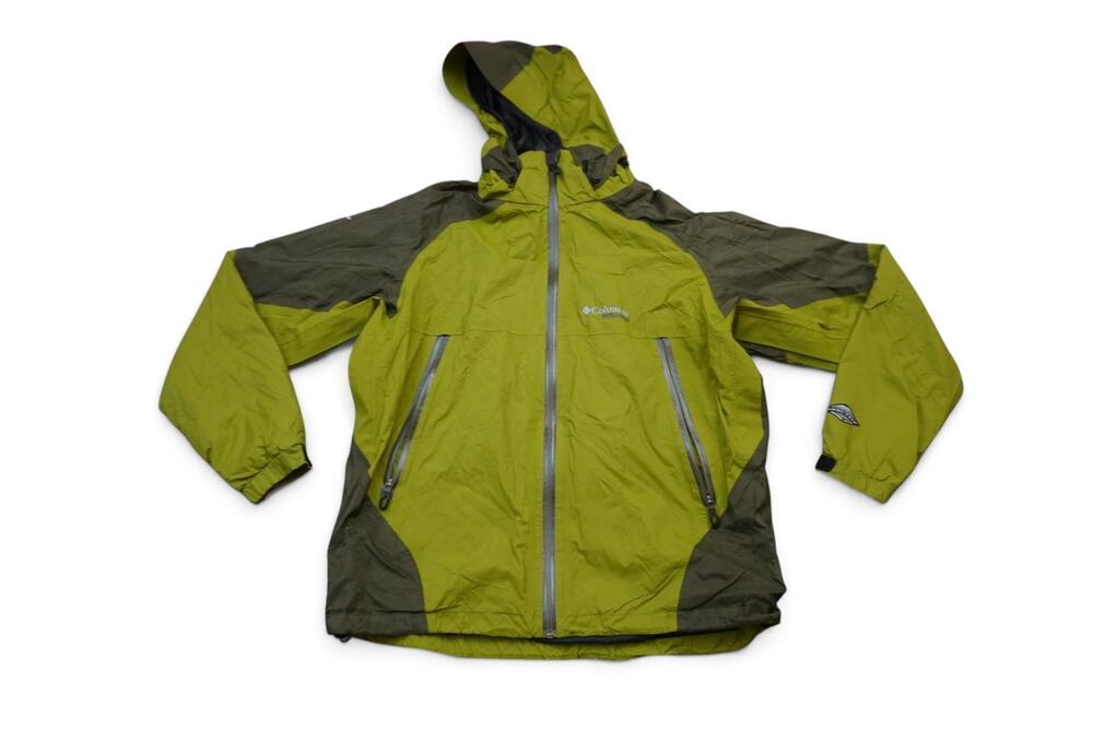 Columbia Titanium Jacket Mens Large Green Omni-Tech Hooded Waterproof Rain Coat